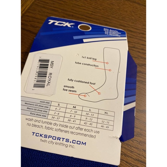 TCK Size Small (Men's Shoe 3-6 Women's 4-7) Royal Knee High Tube Socks 1 Pair - Picture 4 of 5